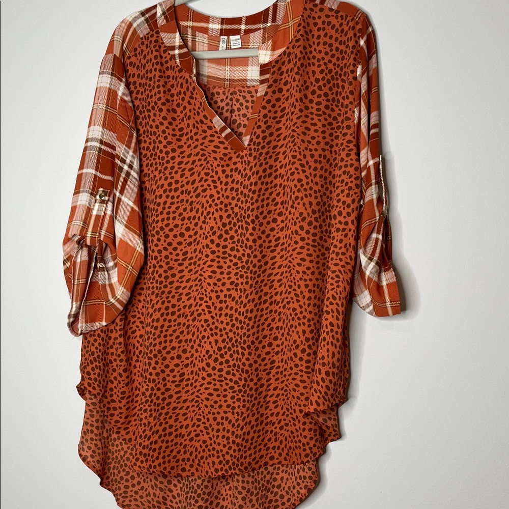 Cato Orange and Black Patterned Tunic